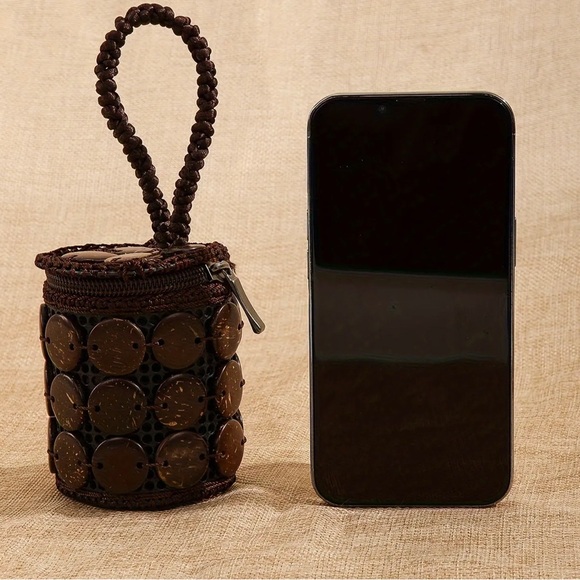 Bohemian Vintage Style Handmade Coconut Shell Pouch - Picture 4 of 5